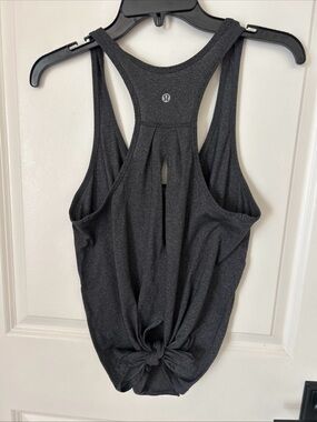 Lululemon Salute The Sun TANK TOP Charcoal Gray S/M Loose Tie Back YOGA WORKOUT
